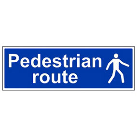 Pedestrians Route Mandatory Sign - Adhesive Vinyl - 600x200mm (x3)