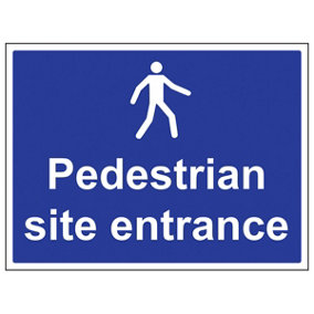 Pedestrians Site Entrance Safety Sign - Adhesive Vinyl 400x300mm (x3)