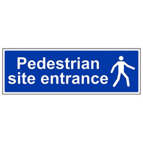 Pedestrians Site Entrance Safety Sign - Rigid Plastic - 600x200mm (x3)