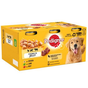 PEDIGREE Adult Wet Dog Food Tins Mixed in Jelly 6 x 385g (Pack of 4)