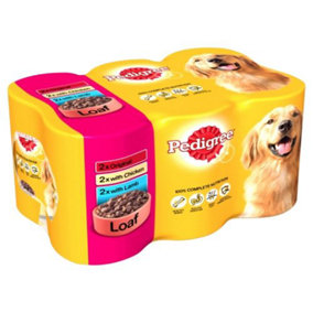 PEDIGREE Adult Wet Dog Food Tins Mixed in Loaf 6 x 400g (Pack of 4)
