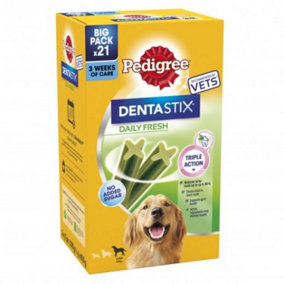 PEDIGREE DENTASTIx Fresh Daily Dental Chews Large Dog Treat 21 Sticks (Pack of 4)