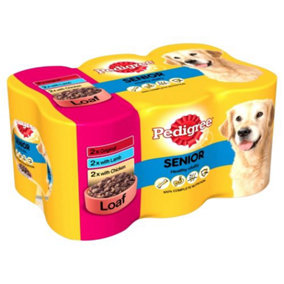 PEDIGREE Senior Wet Dog Food Tins Meat in Loaf 6 x 400g (Pack of 4)