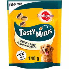 PEDIGREE Tasty Minis Adult Dog Treats Cheese & Beef Nibbles 140g (Pack of 8)