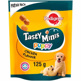 PEDIGREE Tasty Minis Puppy Dog Treats Chicken Chewy Cubes 125g (Pack of 8)