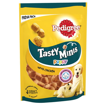 PEDIGREE Tasty Minis Puppy Dog Treats Chicken Chewy Cubes 125g (Pack of 8)