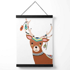 Peeking Deer Tribal Animal Medium Poster with Black Hanger