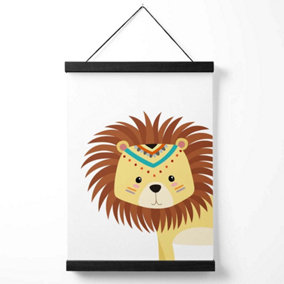 Peeking Lion Tribal Animal Medium Poster with Black Hanger