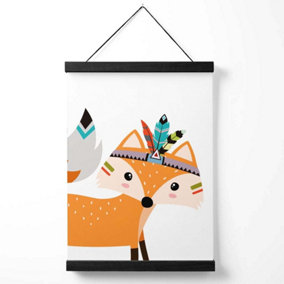 Peeking Orange Fox Tribal Animal Medium Poster with Black Hanger
