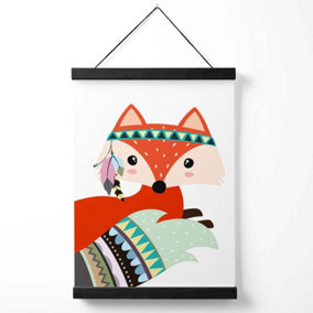 Peeking Red Fox Tribal Animal Medium Poster with Black Hanger