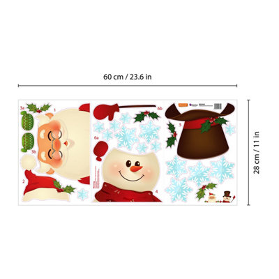 Peeking Santa and Snowman Stickers Set Wall Stickers Wall Art, DIY Art, Home Decorations, Decals