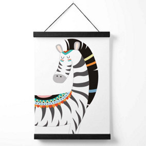 Peeking Zebra Tribal Animal Medium Poster with Black Hanger