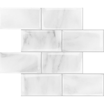 10 Sheets Peel & Stick Backsplash Tile - Upgraded Thicker 12x12 White Self-Adhesive For Kitchen, Bathroom