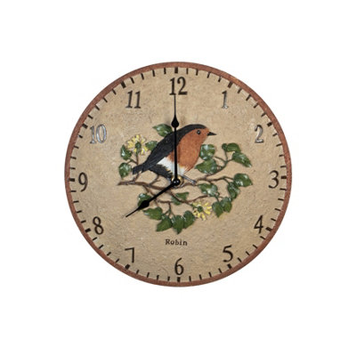 Pegdev 30cm Decorative Robin Design Garden Wall Clock