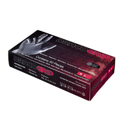 Pegdev - PDL - 10 x Premium Black Nitrile Gloves - Powder-Free, Disposable, Latex-Free, Textured Grip Size (Large) - 5 Pairs