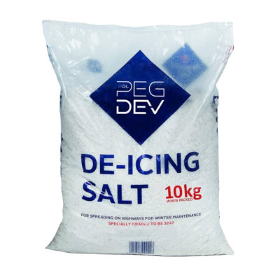 Pegdev - PDL 10kg Premium White De-icing Rock Salt - Winter Ice Melting - 10KG Bags For Easy Lifting