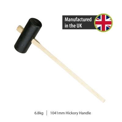 PegDev - PDL - 10lb Rubber Paving Maul with 1041mm Hickory Handle, Ideal for Tapping Slabs Without Damage, Heavy Duty Construction