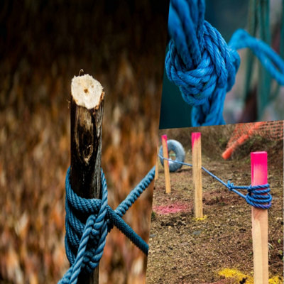 Pegdev - PDL 10mm Blue Polypropylene Rope - Strong 3-Strand Twisted for Secure Tying (1m)