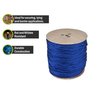 Pegdev - PDL 12mm Blue Polypropylene Rope - Strong 3-Strand Twisted for Secure Tying (1m)