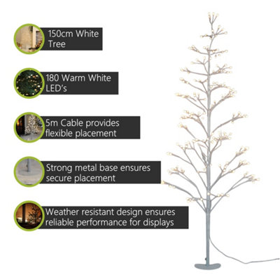 Pegdev - PDL 150cm Pre-Lit-LED Tree 180 LEDs Selectable White 8 ...