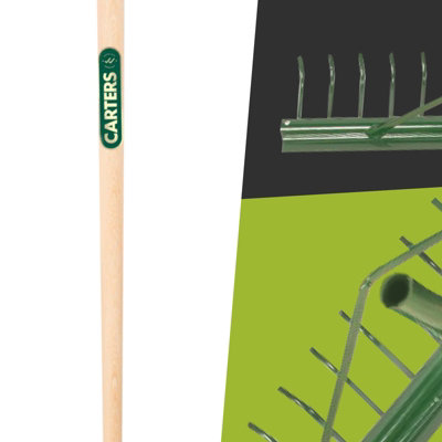 Pegdev - PDL - 18-Tooth Metal Landscape Rake with Grading Bar & Gardening Gloves (Med/Large) - Garden Tool Set.