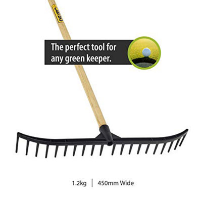 Pegdev - PDL - 20 Tooth Poly Golf Bunker Rake with Hardwood Handle - Lightweight and Heavy-Duty Tool for Sand, Leaves and  Grass