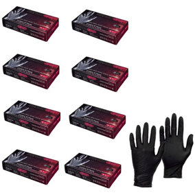 Pegdev - PDL 200 x Premium Black Nitrile Gloves - Powder-Free Disposable Latex-Free for Mechanics Ambidextrous Large - 100 Pairs