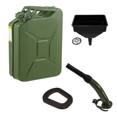 Pegdev - PDL - 20L Heavy Duty Jerry Can with Funnel, Metal Spout and Replacement Seal - UN Certified Fuel Container