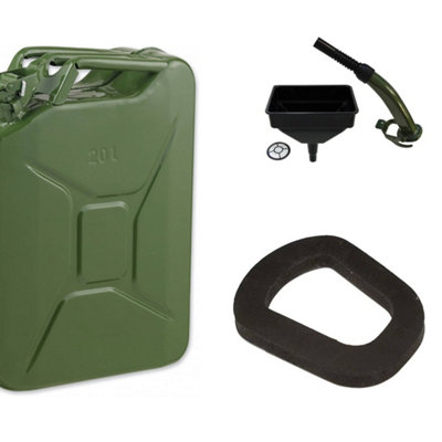 Pegdev - PDL - 20L Heavy Duty Jerry Can with Funnel, Metal Spout and Replacement Seal - UN Certified Fuel Container