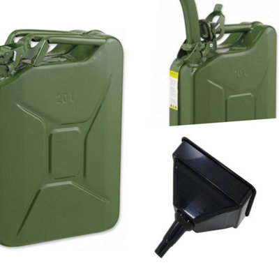 Pegdev - PDL - 20L Heavy Duty Jerry Can with Funnel - UN Certified Fuel Container, Portable & Durable