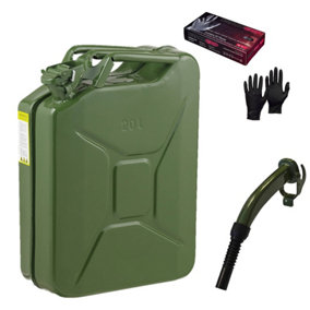 Pegdev - PDL - 20L Heavy Duty Jerry Can with Metal Spout and Nitrile Gloves - UN Certified Fuel Container, Portable & Durable