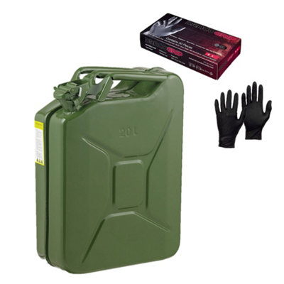 Pegdev - PDL - 20L Heavy Duty Jerry Can with Nitrile Gloves - UN Certified Fuel Container, Portable & Durable