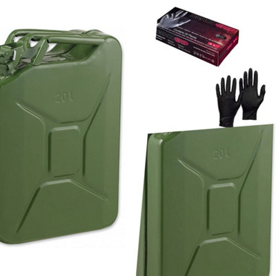 Pegdev - PDL - 20L Heavy Duty Jerry Can with Nitrile Gloves - UN Certified Fuel Container, Portable & Durable