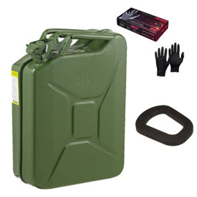 Pegdev - PDL - 20L Heavy Duty Jerry Can with Replacement Seal and Nitrile Gloves - UN Certified Fuel Container, Portable & Durable