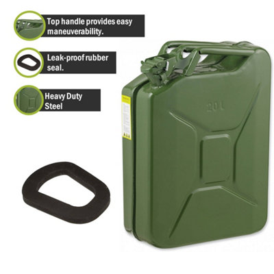 Pegdev - PDL - 20L Heavy Duty Jerry Can with Replacement Seal - UN Certified Fuel Container, Portable & Durable