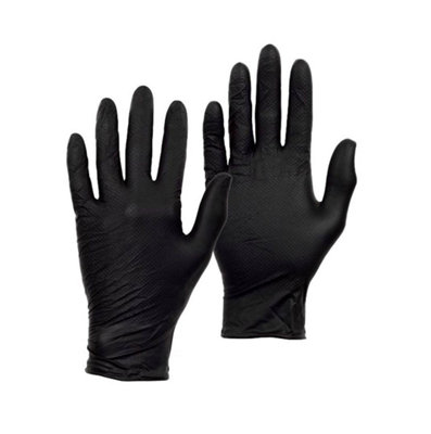 Pegdev - PDL 300 x Premium Black Nitrile Gloves - Powder-Free Disposable Latex-Free for Mechanics Ambidextrous Large - 150 Pairs