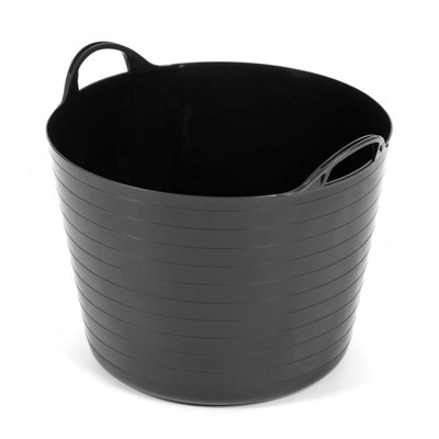 Pegdev - PDL - 3x Black Heavy Duty Flexible Storage Bucket Sturdy ...