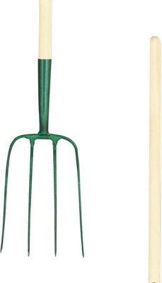 Pegdev PDL Carters 54" Premium Manure Muck Fork - 4 Prong Forged Steel Socket, Hay, Straw. Ash Handle For Heavy Duty