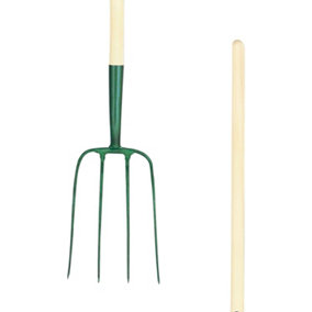 Pegdev PDL Carters 54" Premium Manure Muck Fork - 4 Prong Forged Steel Socket, Hay, Straw. Ash Handle For Heavy Duty
