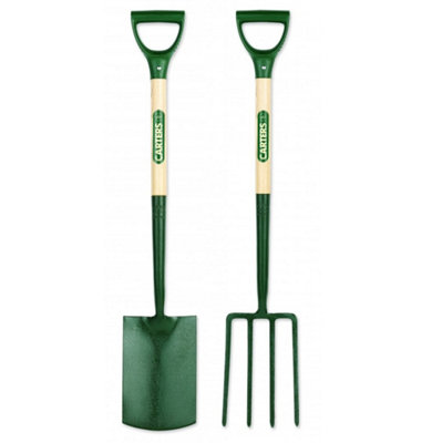 Pegdev - PDL Carters Ergonomic Steel Garden Spade & Fork Set Single-Piece Construction Professional Grade for Perfect Horticulture