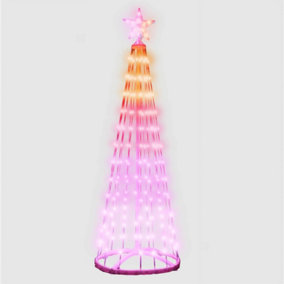 Pegdev - PDL - Christmas 3D RGB 202 LEDs Smart Tree with Star Top, Remote, App, USB Powered, 2m Lead, Indoor/Outdoor, 1.5m