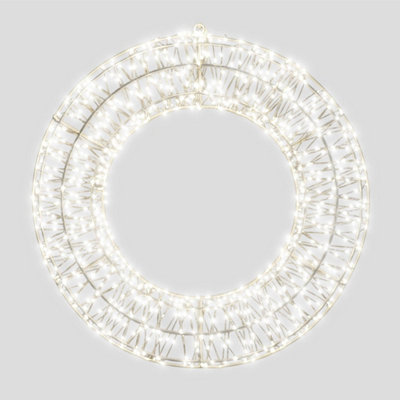 Pegdev - PDL - Christmas Pre Lit Micro LED Wreath with Timer 50x5cm Cool White 720 Micro LEDs 5m Lead Indoor Outdoor