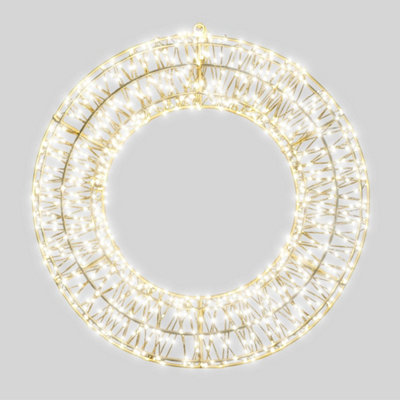 Pegdev - PDL - Christmas Pre Lit Micro LED Wreath with Timer 70x9cm Warm White 1200 Micro LEDs 5m Lead Indoor Outdoor