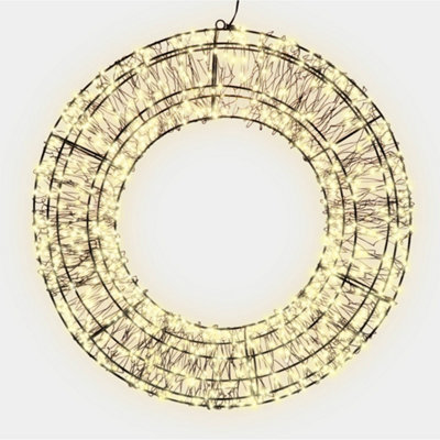 Pegdev - PDL - Christmas Pre Lit Wreath 720 Warm White Micro LEDs with 10% Twinkling 50cm 5m Lead Indoor Outdoor Timer