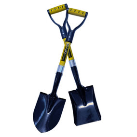 Pegdev - PDL - Compact Micro Shovel Set - Includes Square & Round Mouth Shovels with Fibreglass Handles, Ideal for Gardening