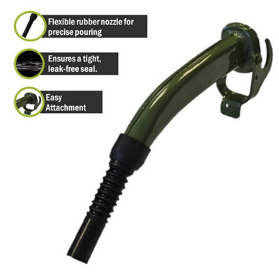 Pegdev - PDL - Durable Metal Jerry Can Spout with Rubber Nozzle for Precise Pouring, Leak-Free Seal, Easy Attachment