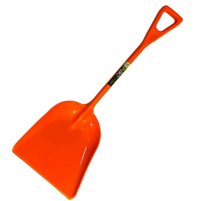 Pegdev - PDL - Durable One-Piece Poly Grain Shovel - Heavy Duty Orange Shovel for Agricultural & Industrial Use