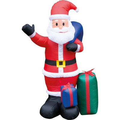 Pegdev - PDL - Festive Santa 150cm Inflatable Father Christmas with LED Lights, Sack & Presents - Indoor/Outdoor Use, Easy Setup.