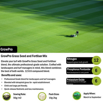 Pegdev - PDL - GrowPro Grass Seed & Fertiliser Blend for Professional Turf Management (10g)