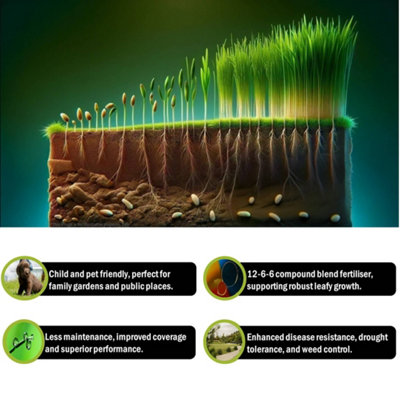 Pegdev - PDL - GrowPro Grass Seed & Fertiliser Blend for Professional Turf Management (10g)